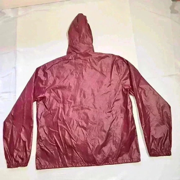 Vintage 70s IZOD Lacoste Lightweight Maroon Rain Jacket Hoodie Mens Size Large - Picture 2 of 9